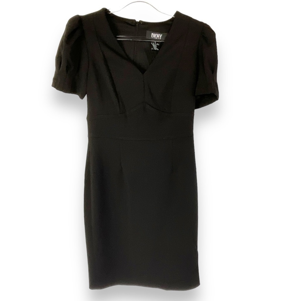 DKNY Dress Black Cocktail LBD Bodycon‎ Mini Short Sleeve Size 2 NWT